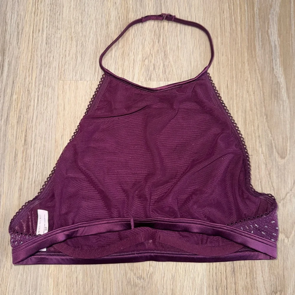 Victoria’s Secret Burgundy High Neck Halter Bralette- Size Small